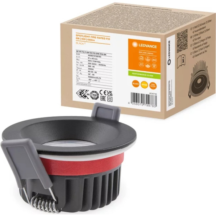 Встраиваемый светодиодный светильник SP FP FIX P 8W 930 PS DIM IP65 BK, фото 7