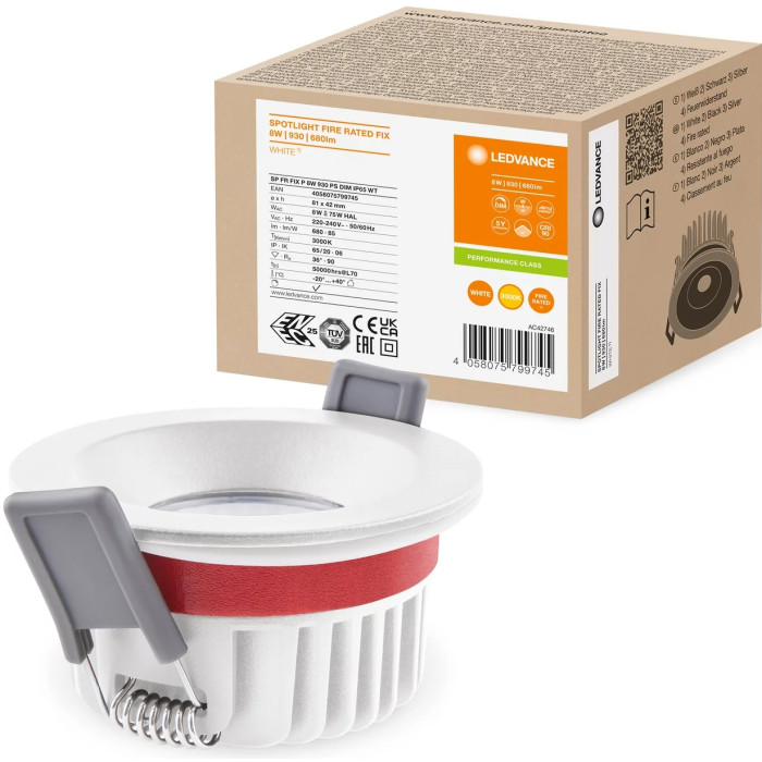 Встраиваемый светодиодный светильник SP FP FIX P 8W 930 PS DIM IP65 WT, фото 7