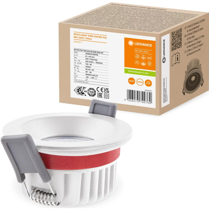 Встраиваемый светодиодный светильник SP FP FIX P 8W 940 PS DIM IP65 WT, фото 7