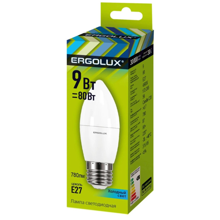 Светодиодная лампочка LED C35 E27 9 Вт 4500 К, фото 2