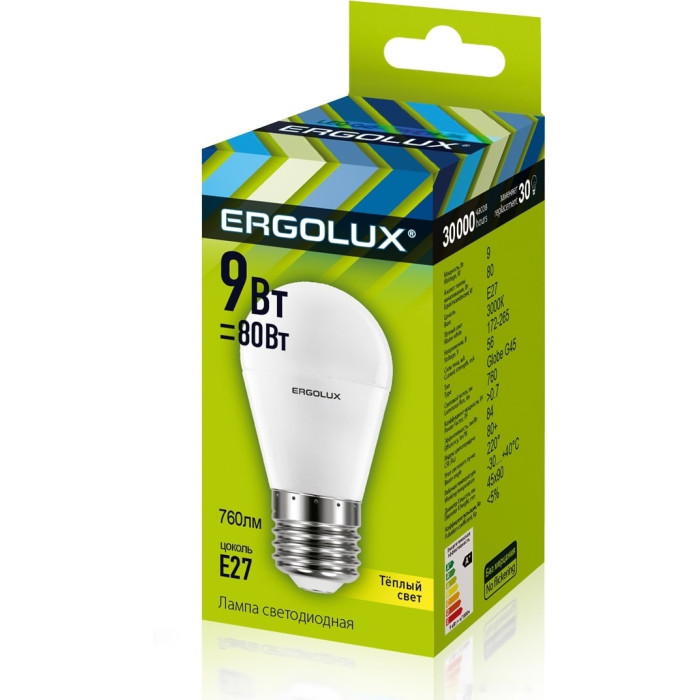 Светодиодная лампочка LED G45 E27 9 Вт 3000 К 13176, фото 2