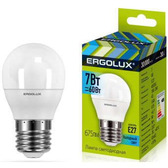 Лампочка LED-G45-7W-E27-4K, фото 1