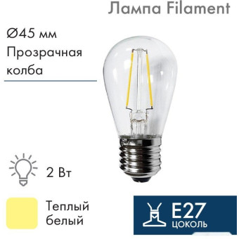 Светодиодная лампочка Filament ST45 E27 2W 3000K 601-801, фото 1