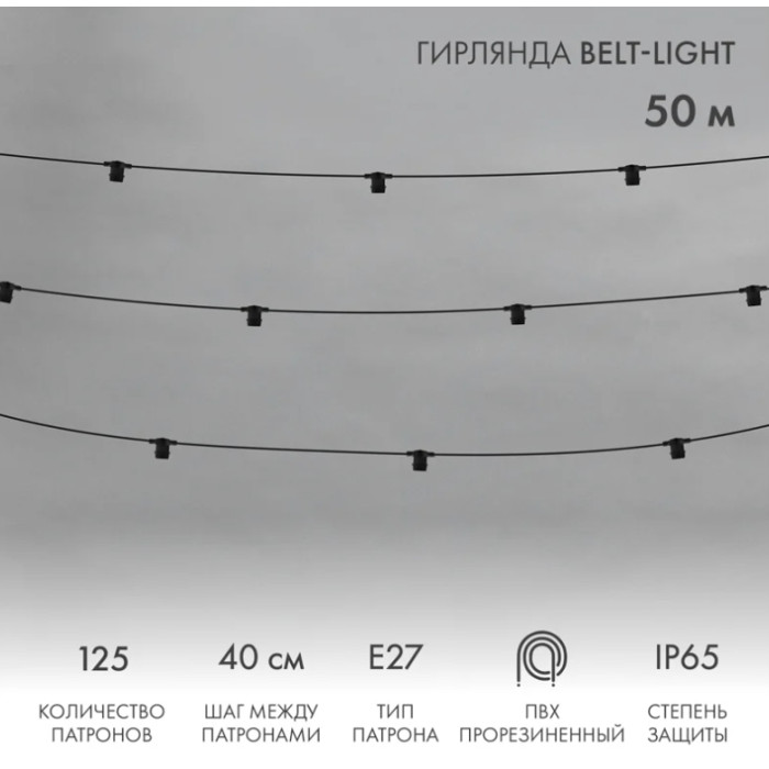 Новогодняя гирлянда Belt-Light 50 м 331-241 (черный), фото 2