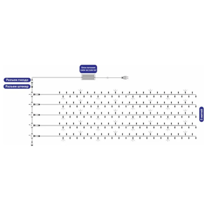 Гирлянда клип-лайт LED ClipLight Flashing 5 нитей по 20 метров [323-605], фото 11