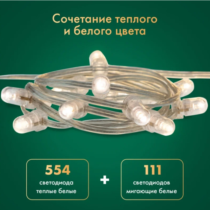 Новогодняя гирлянда LED Клип-лайт 15 см 325-166 (теплый белый), фото 3