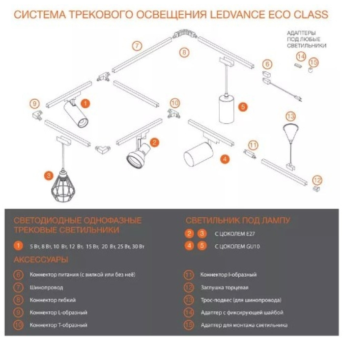 Трековый светильник ECO TRACKSP 1PH 8W 840 BKRD 40X1 RULEDV, фото 4