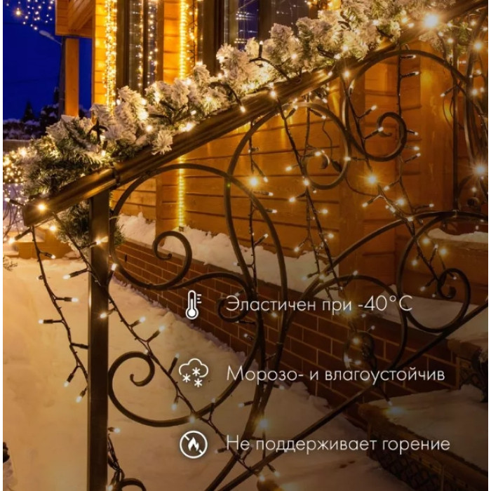 Новогодняя гирлянда Нить (дюраплей) 20 м с эффектом мерцания 315-526 (теплый белый), фото 2
