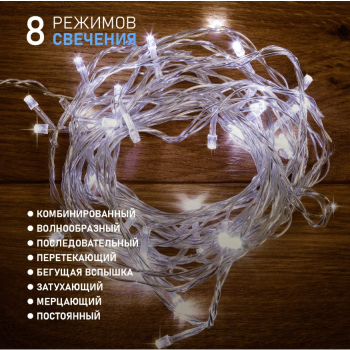 Новогодняя гирлянда Твинкл Лайт 20 м 303-305 (белый), фото 9