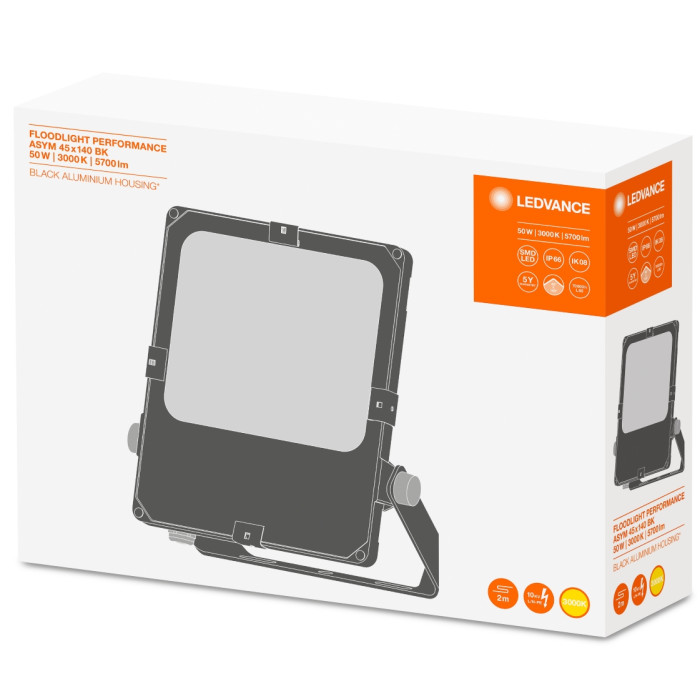 Прожектор FLOODLIGHT PERFORMANCE ASYM 45x140 50 W 4000 K BK, фото 4